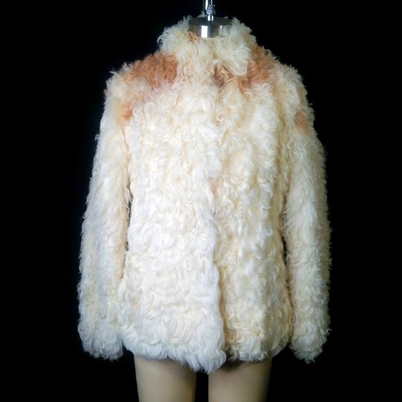 VTG Fur Coat Jackets & Blazers - VTG Sheepskin Coat Tan White Fur Jacket Curly Lamb